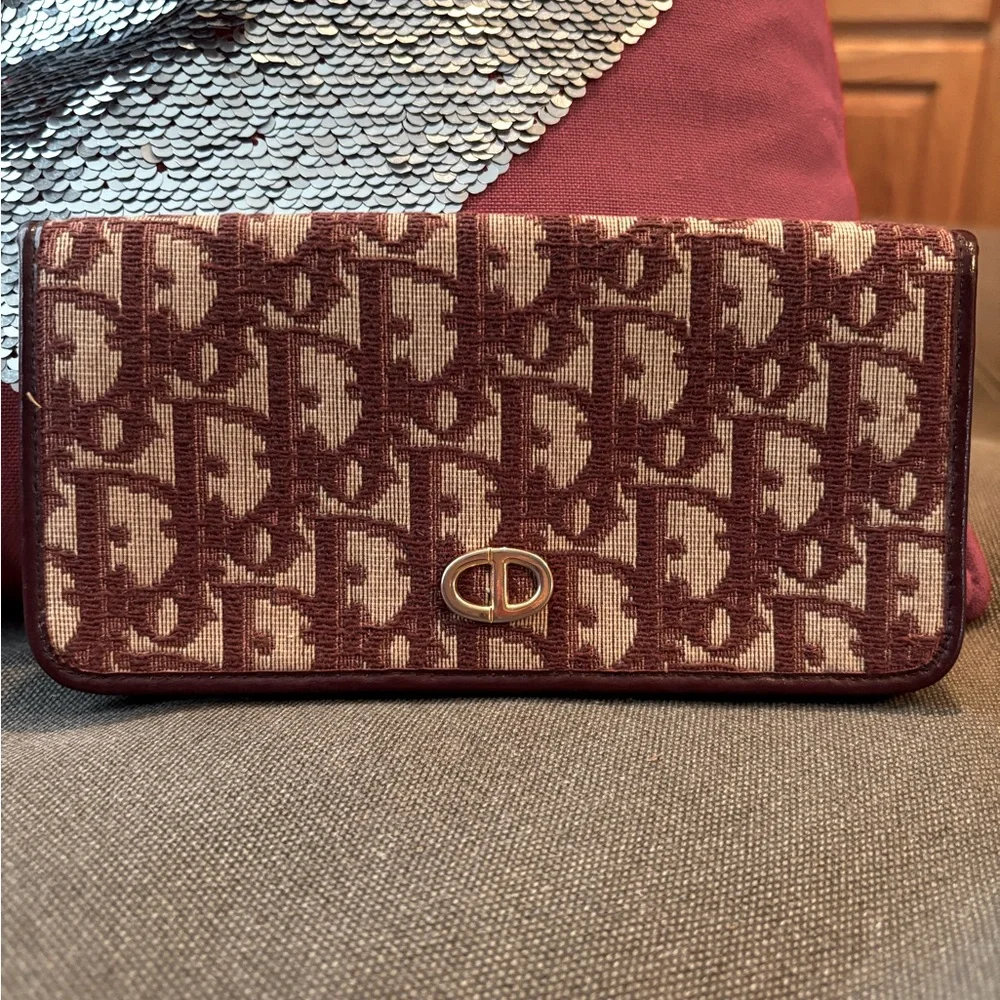 Dior Trotter vintage Burgundy Monogram Clutch wallet - Picture 1 of 9